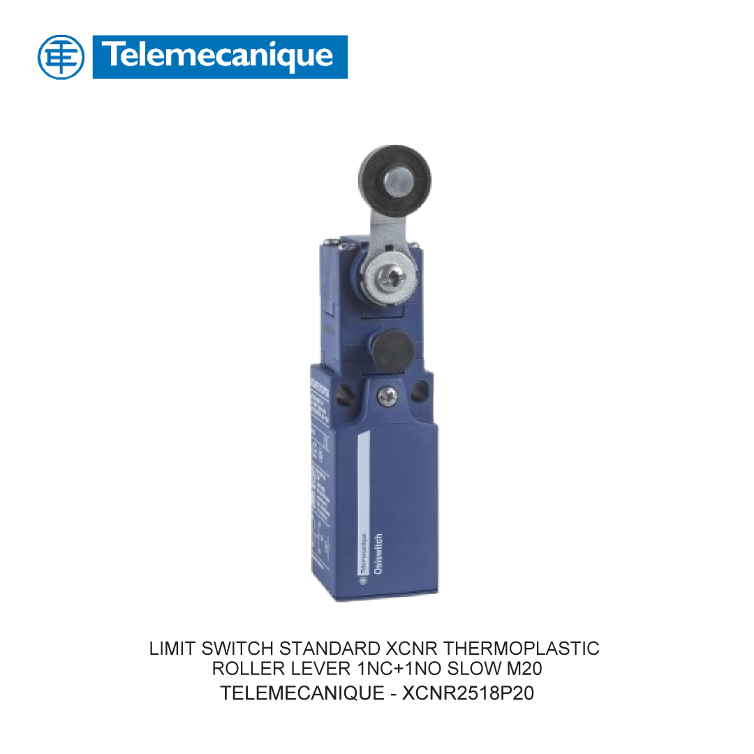LIMIT SWITCH STANDARD XCNR THERMOPLASTIC ROLLER LEVER 1NC+1NO SLOW M20