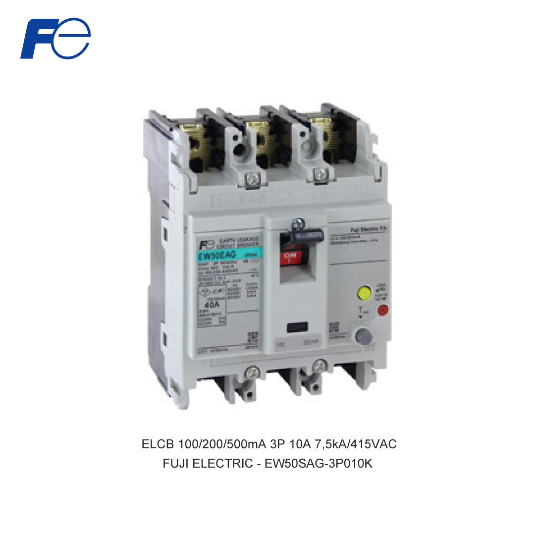 ELCB 100/200/500mA 3P 10A 7,5kA/415VAC