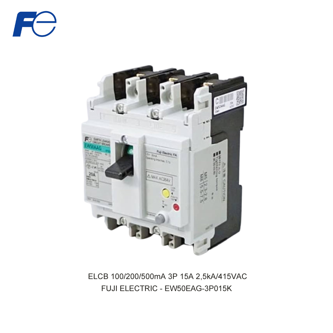 ELCB 100/200/500mA 3P 15A 2,5kA/415VAC