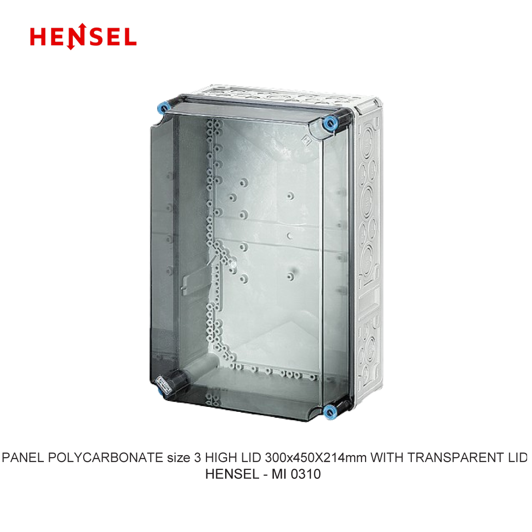 PANEL POLYCARBONATE size 3 HIGH LID 300x450X214mm WITH TRANSPARENT LID