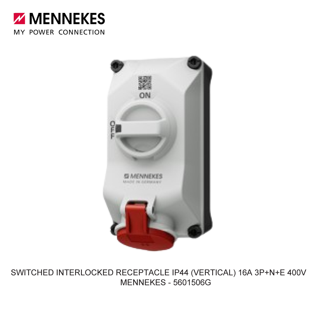 SWITCHED INTERLOCKED RECEPTACLE IP44 (VERTICAL) 16A 3P+N+E 400V