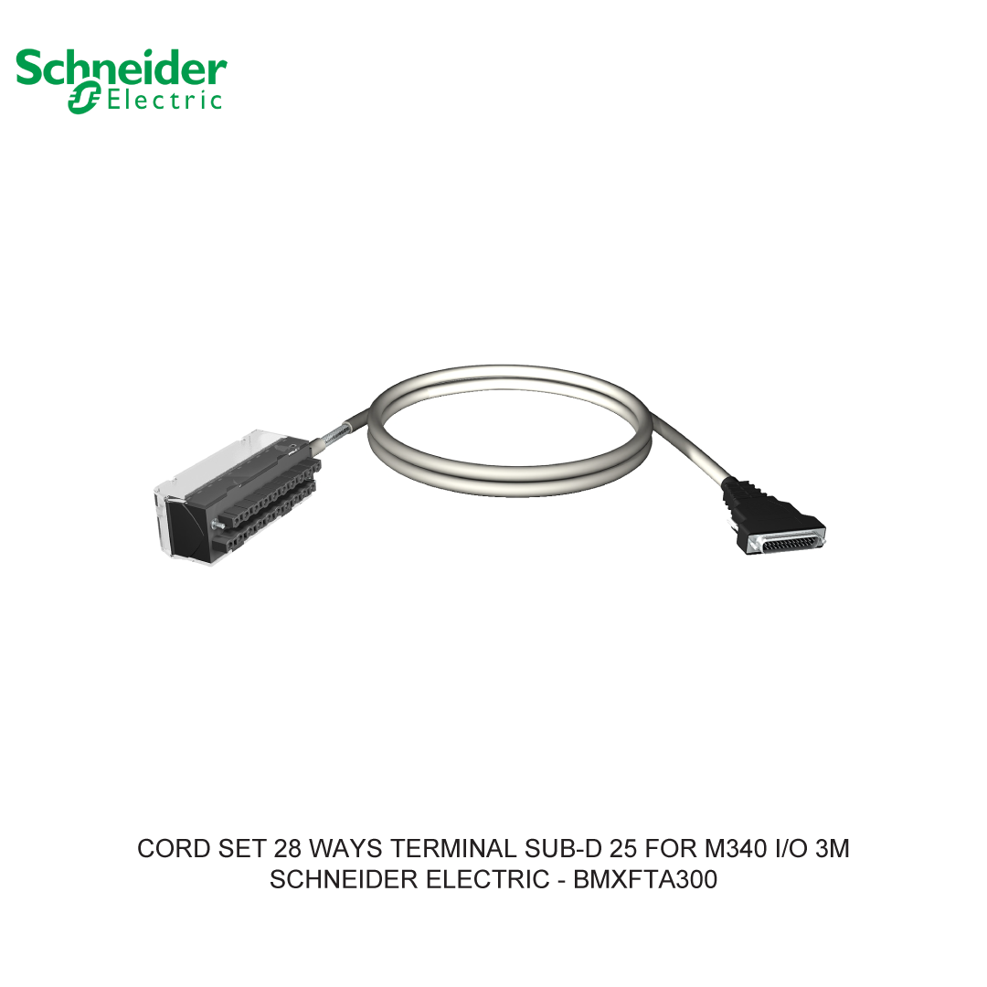CORD SET 28 WAYS TERMINAL SUB-D 25 FOR M340 I/O 3M