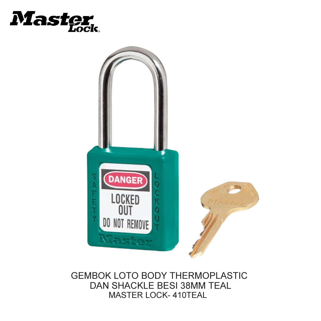 GEMBOK LOTO BODY THERMOPLASTIC DAN SHACKLE BESI 38MM TEAL
