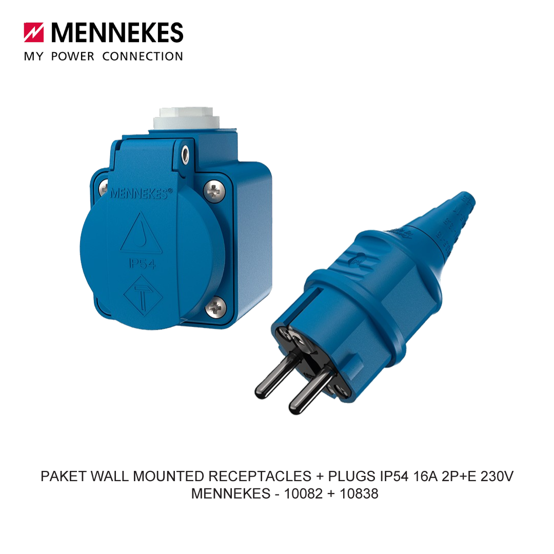 PAKET WALL MOUNTED RECEPTACLES + PLUGS IP54 16A 2P+E 230V