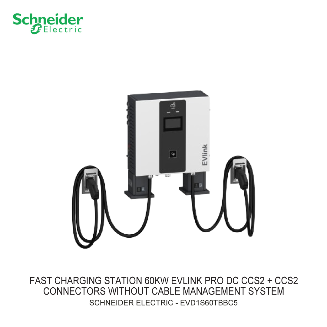 FAST EV CHARGING STATION 60KW EVLINK PRO DC CCS2 + CCS2 CONNECTORS WITHOUT CABLE MANAGEMENT SYSTEM