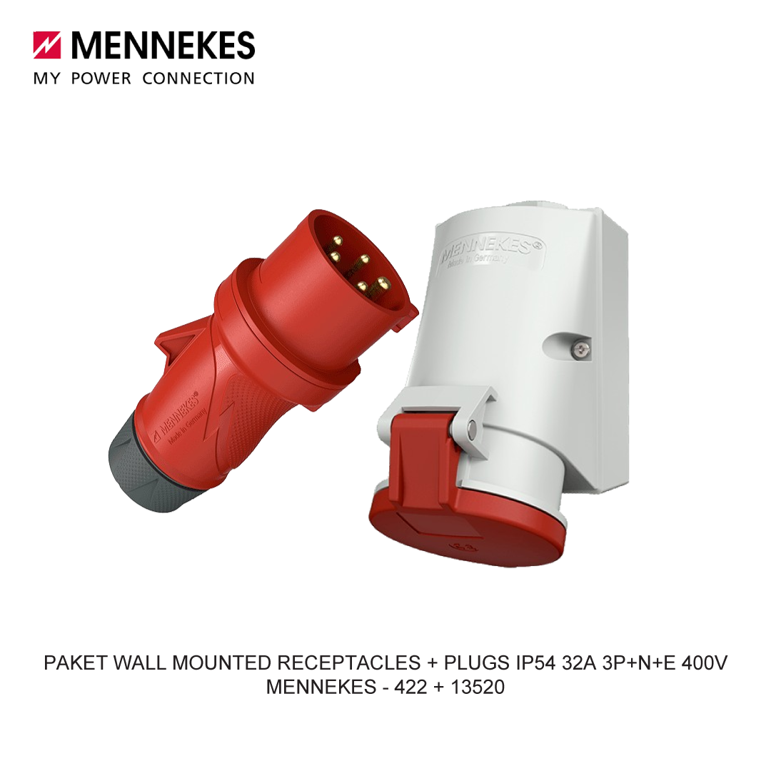 PAKET WALL MOUNTED RECEPTACLES + PLUGS IP54 32A 3P+N+E 400V