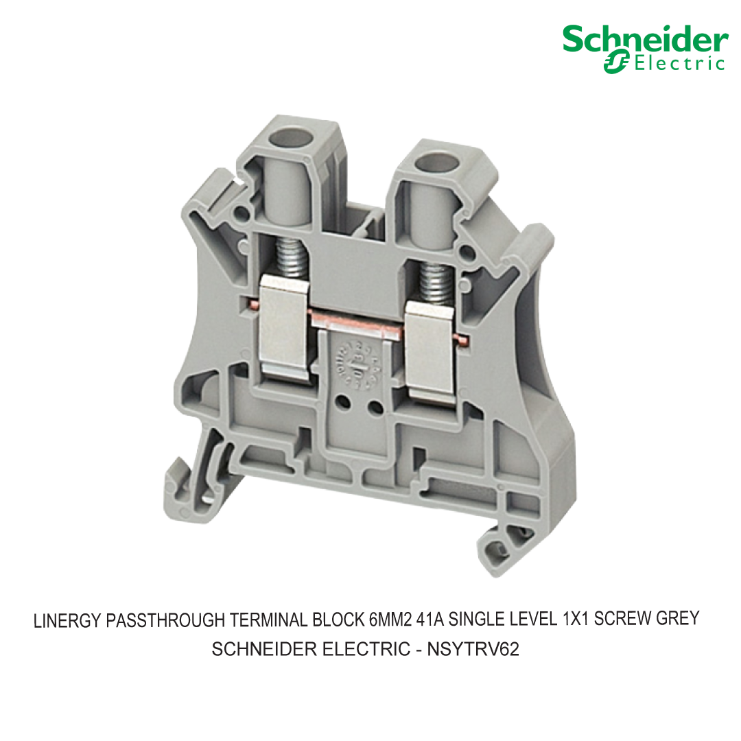 LINERGY PASSTHROUGH TERMINAL BLOCK 6MM2 41A SINGLE LEVEL 1X1 SCREW GREY