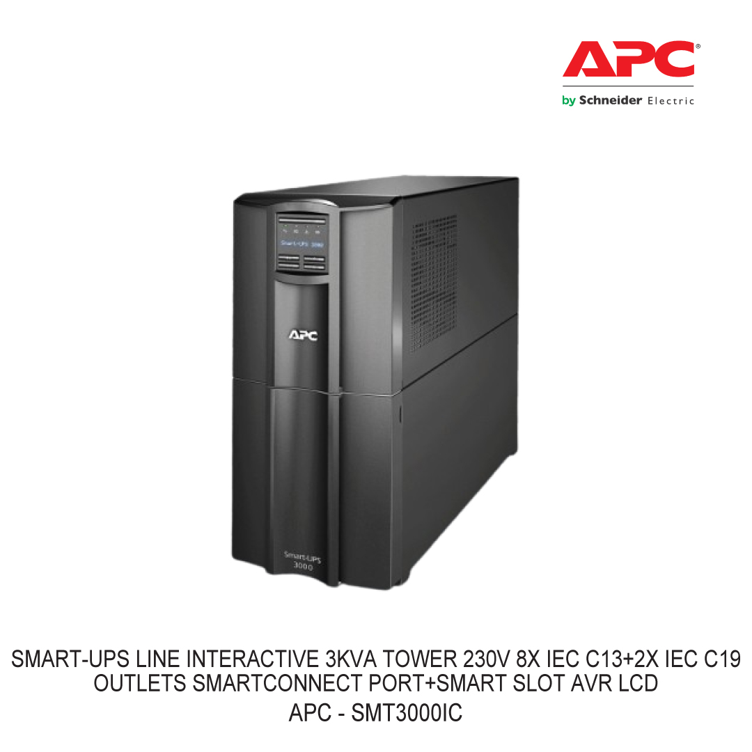 APC SMART-UPS LINE INTERACTIVE 3KVA TOWER 230V 8X IEC C13+2X IEC C19 OUTLETS SMARTCONNECT PORT+SMART SLOT AVR LCD