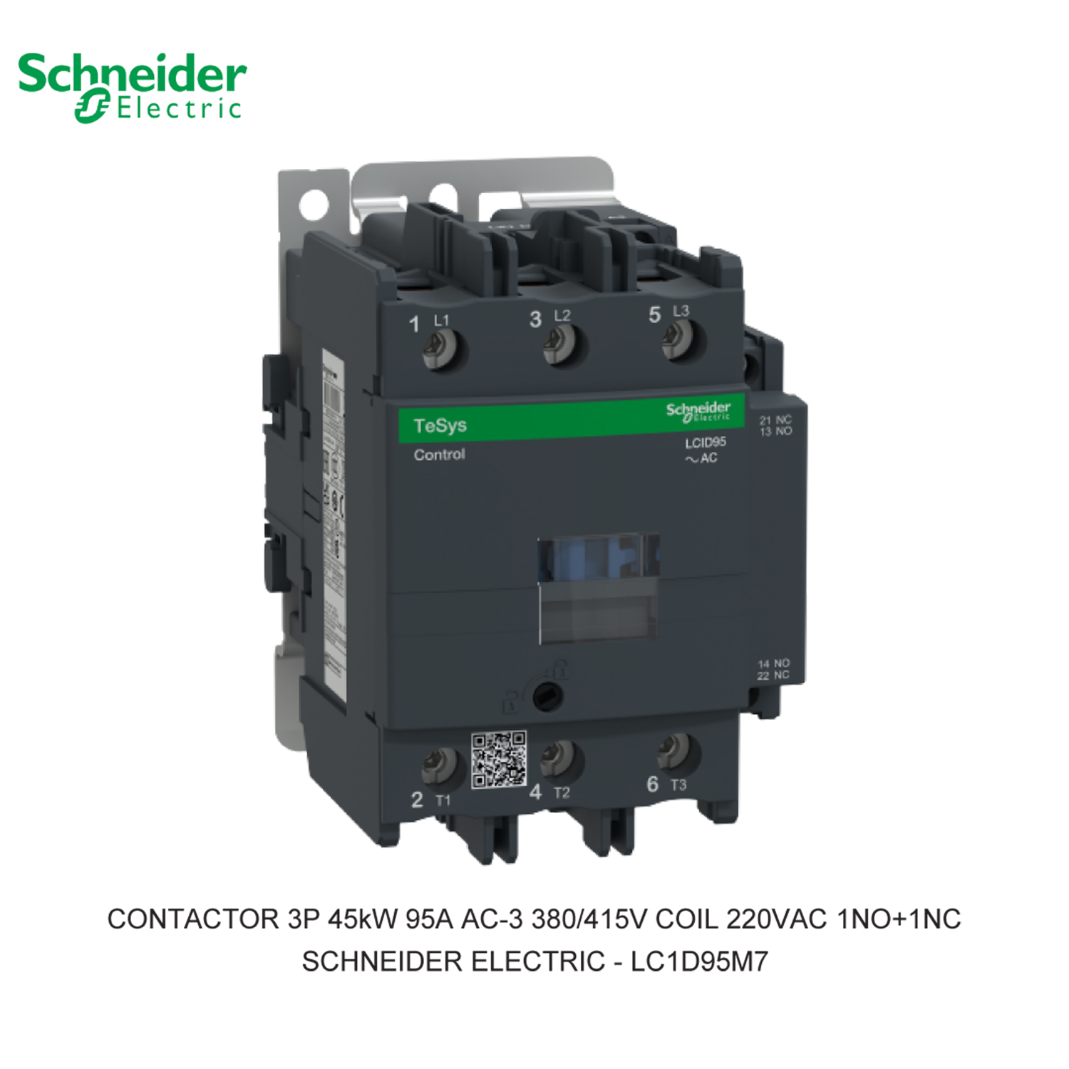 CONTACTOR 3P 45kW 95A AC-3 380/415V COIL 220VAC 1NO+1NC
