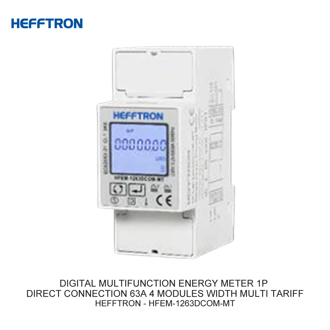 DIGITAL MULTIFUNCTION ENERGY METER 1P DIRECT CONNECTION 63A 4 MODULES WIDTH MULTI TARIFF