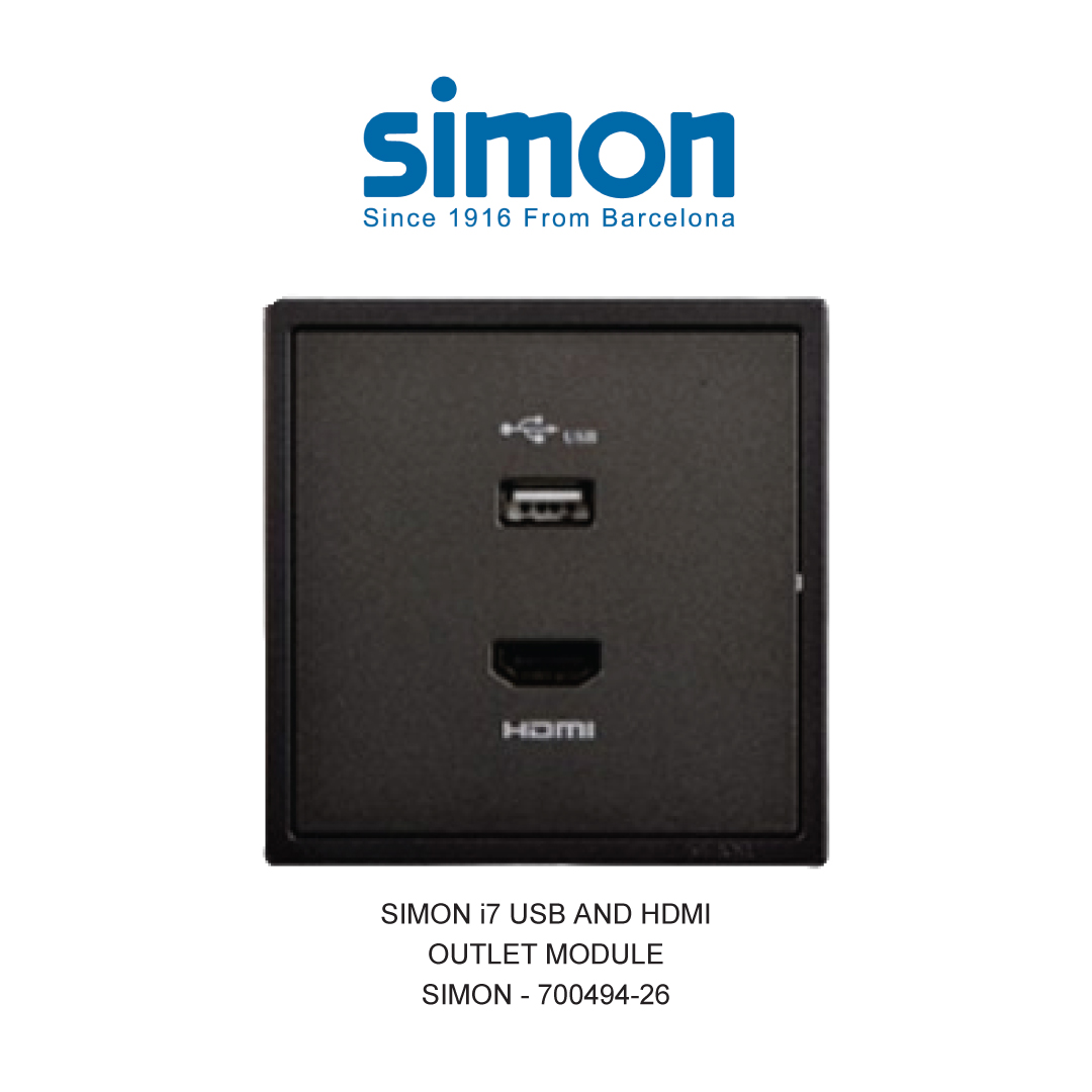SIMON i7 STOP KONTAK USB DAN HDMI OUTLET