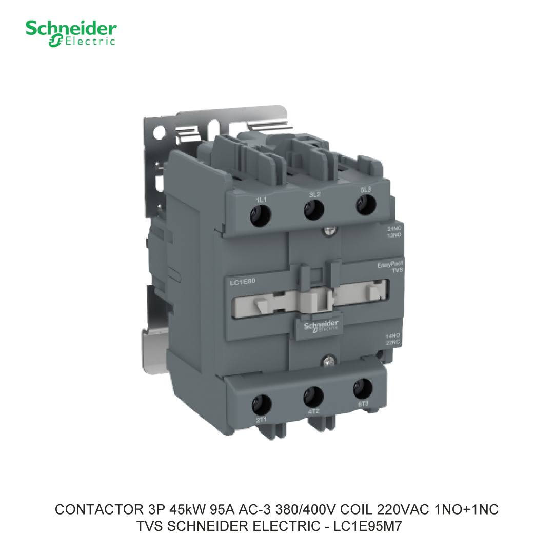 CONTACTOR 3P 45kW 95A AC-3 380/400V COIL 220VAC 1NO+1NC