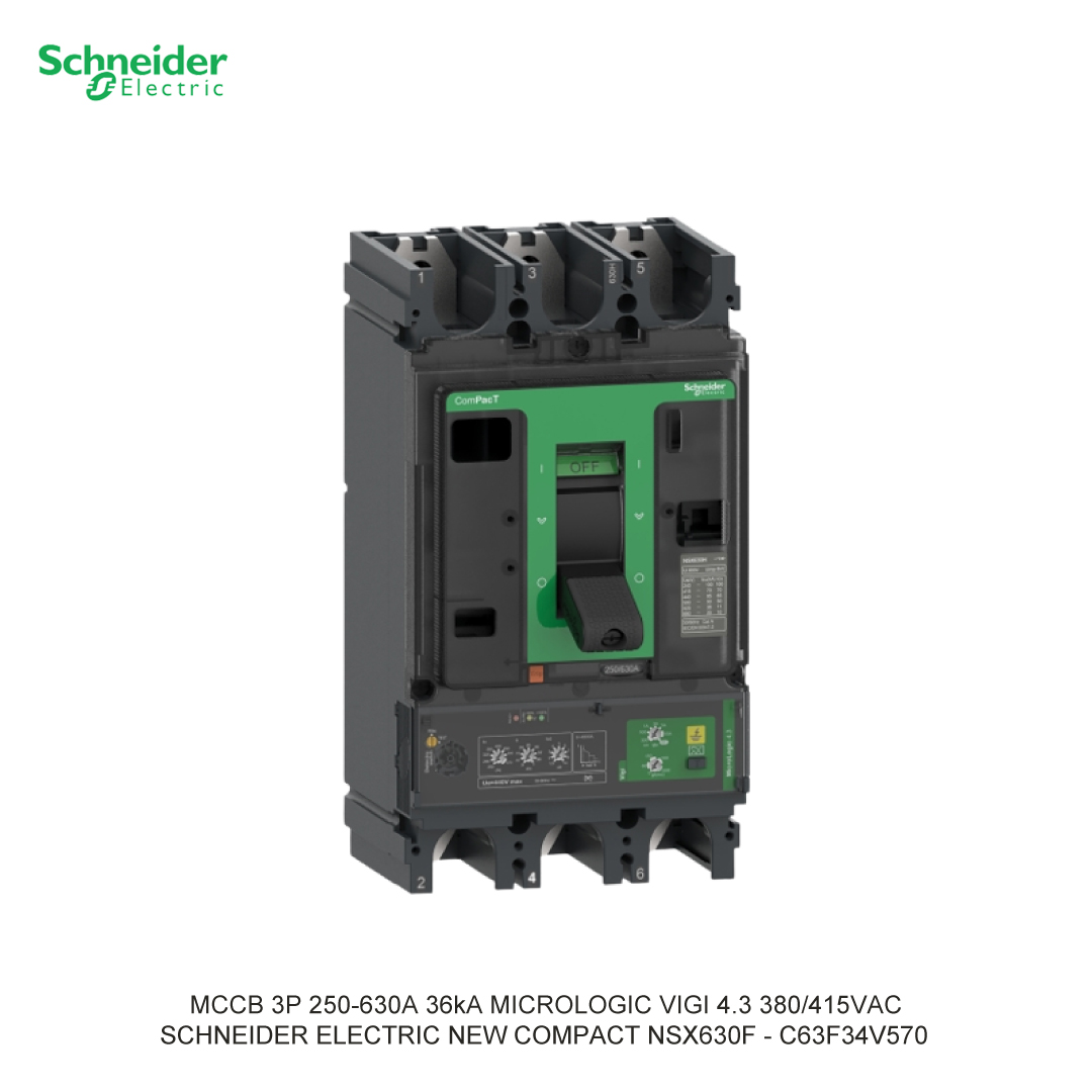 MCCB 3P 250-630A 36KA MICROLOGIC VIGI 4.3 380/415VAC