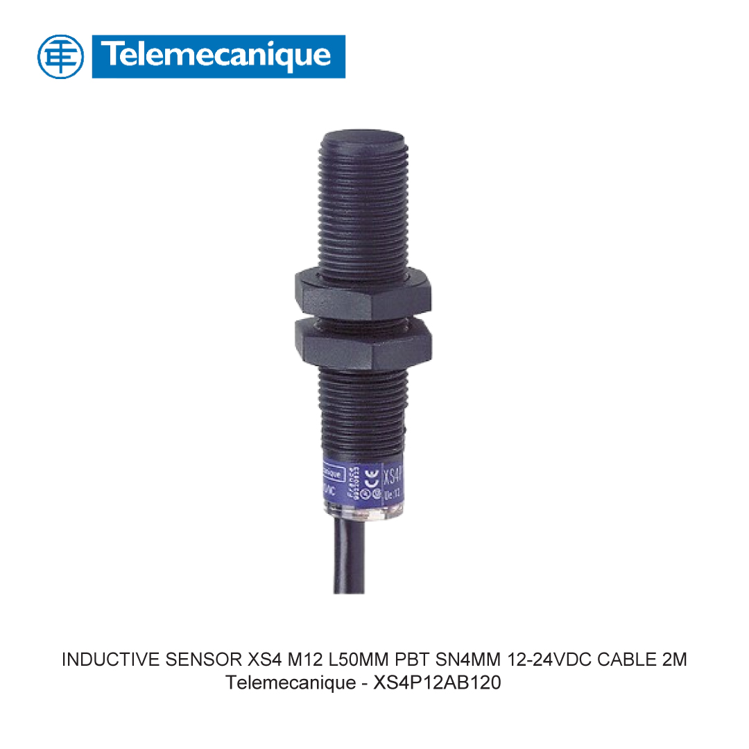 INDUCTIVE SENSOR XS4 M12 L50MM PBT SN4MM 12-24VDC CABLE 2M