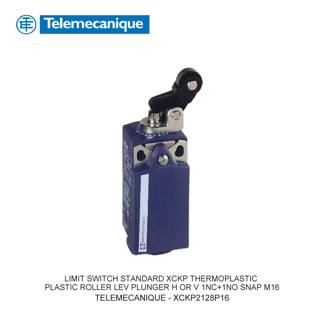 LIMIT SWITCH STANDARD XCKP THERMOPLASTIC PLASTIC ROLLER LEV PLUNGER H OR V 1NC+1NO SNAP M16