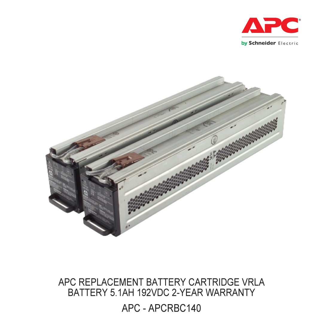 APC REPLACEMENT BATTERY CARTRIDGE VRLA BATTERY 5.1AH 192VDC 2-YEAR WARRANTY