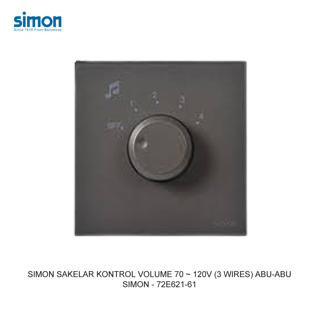 SIMON E6 70-120V VOLUME CONTROL SWITCH (3 WIRES) GREY