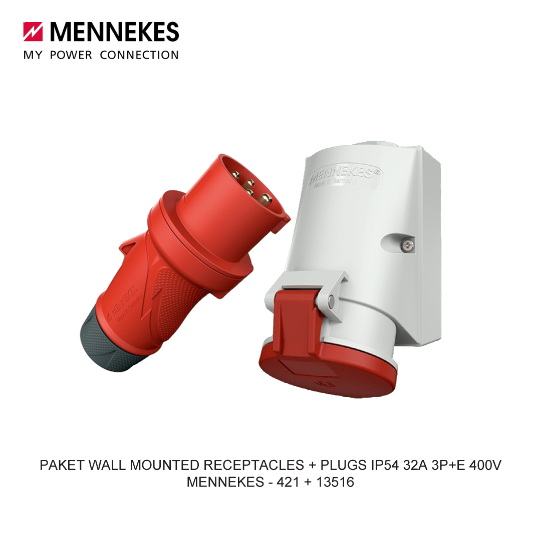 PAKET WALL MOUNTED RECEPTACLES + PLUGS IP54 32A 3P+E 400V