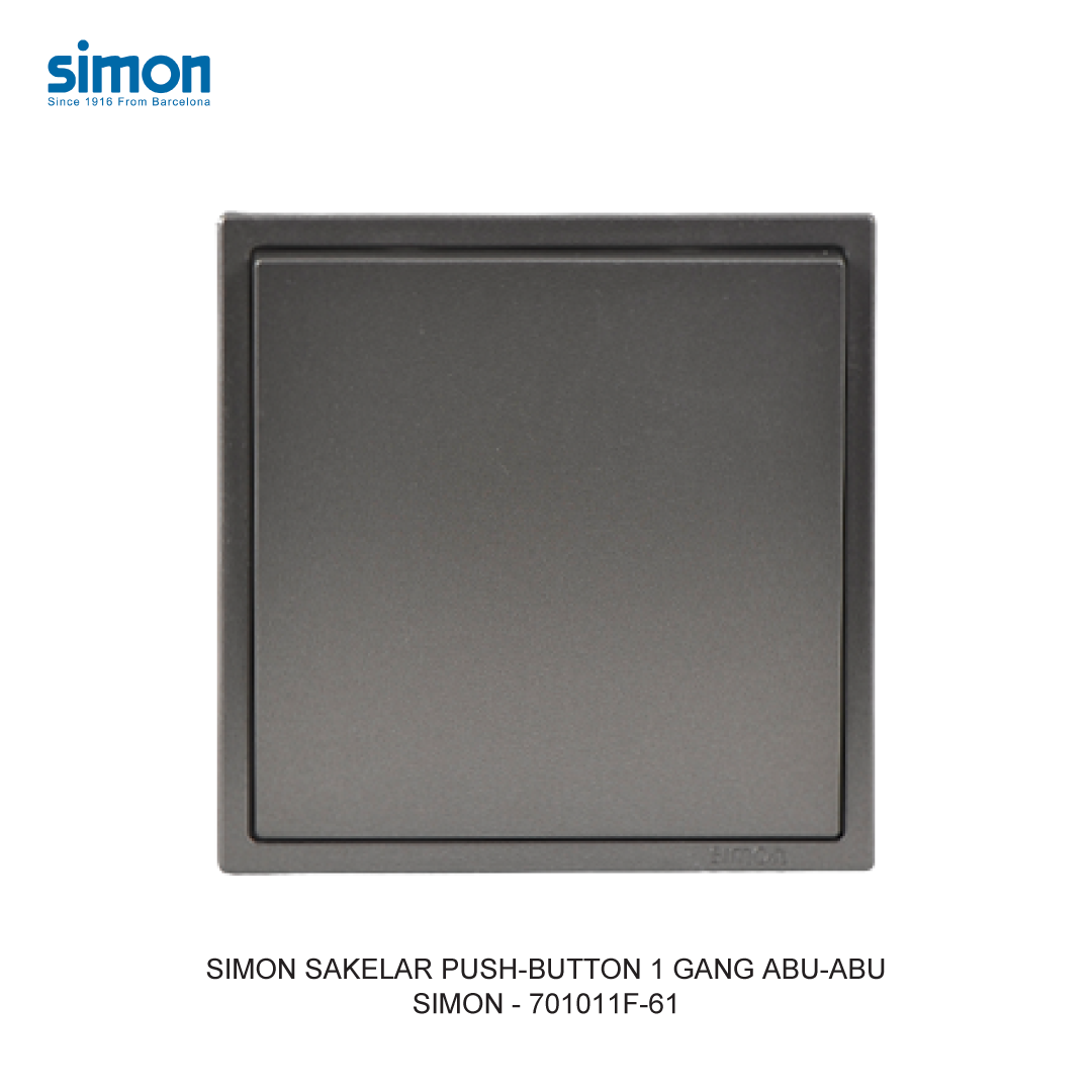 SIMON i7 SAKELAR PUSH-BUTTON 1 GANG ABU-ABU