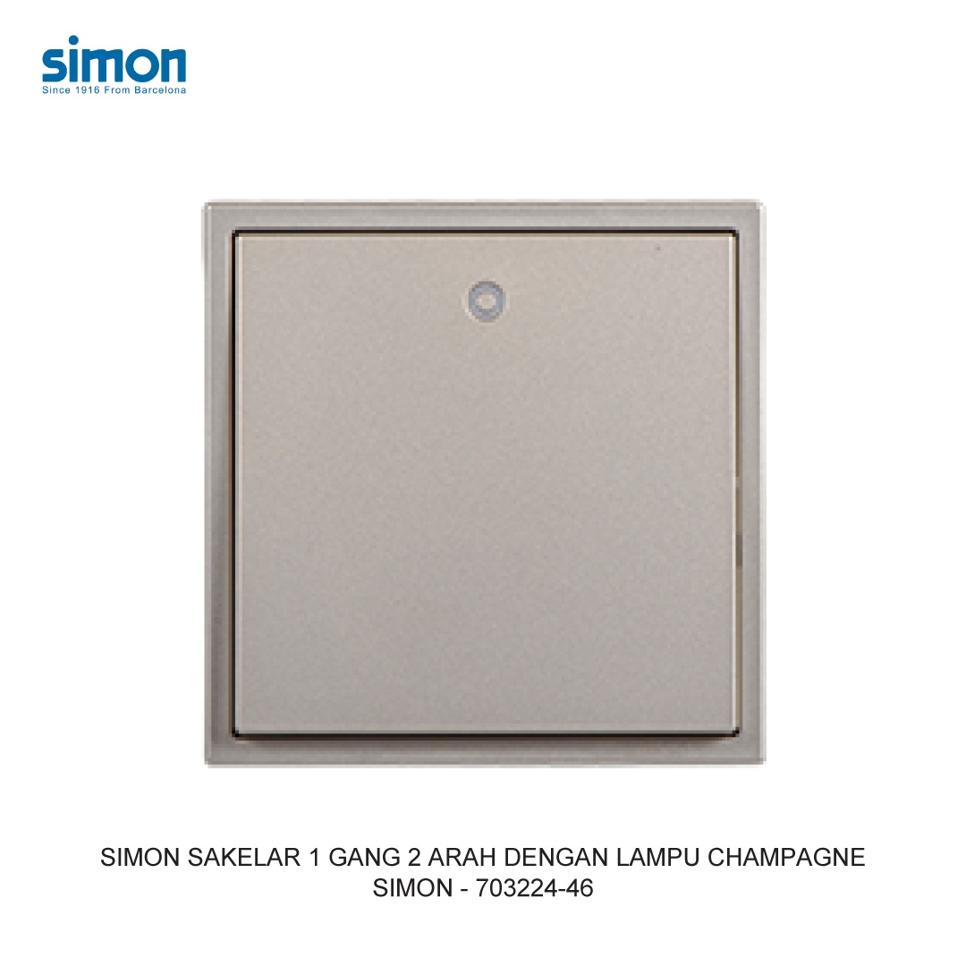 SIMON i7 SAKELAR 1 GANG 2 ARAH DENGAN LAMPU CHAMPAGNE