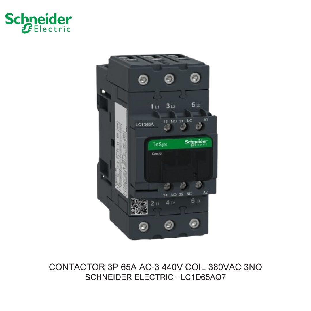CONTACTOR 3P 65A AC-3 440V COIL 380VAC 3NO