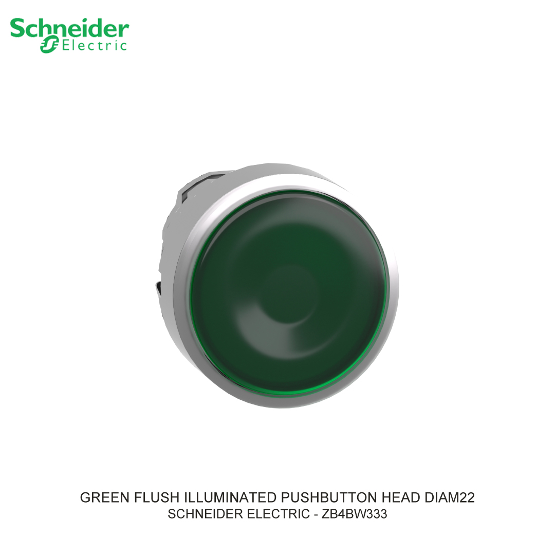 GREEN FLUSH ILLUMINATED PUSHBUTTON HEAD DIAM22 SPRING RETURN FOR INTEGRAL LED