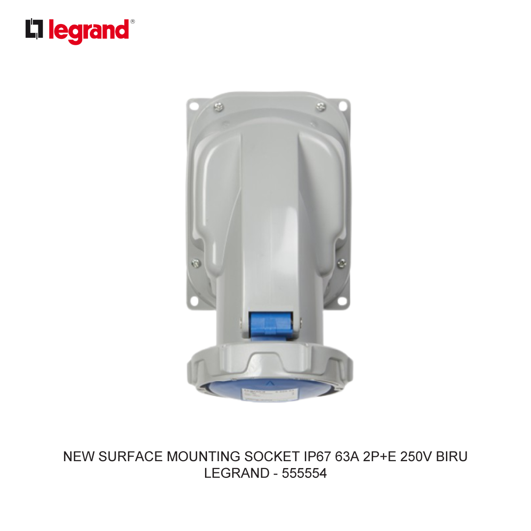 NEW SURFACE MOUNTING SOCKET IP67 63A 2P+E 250V BIRU