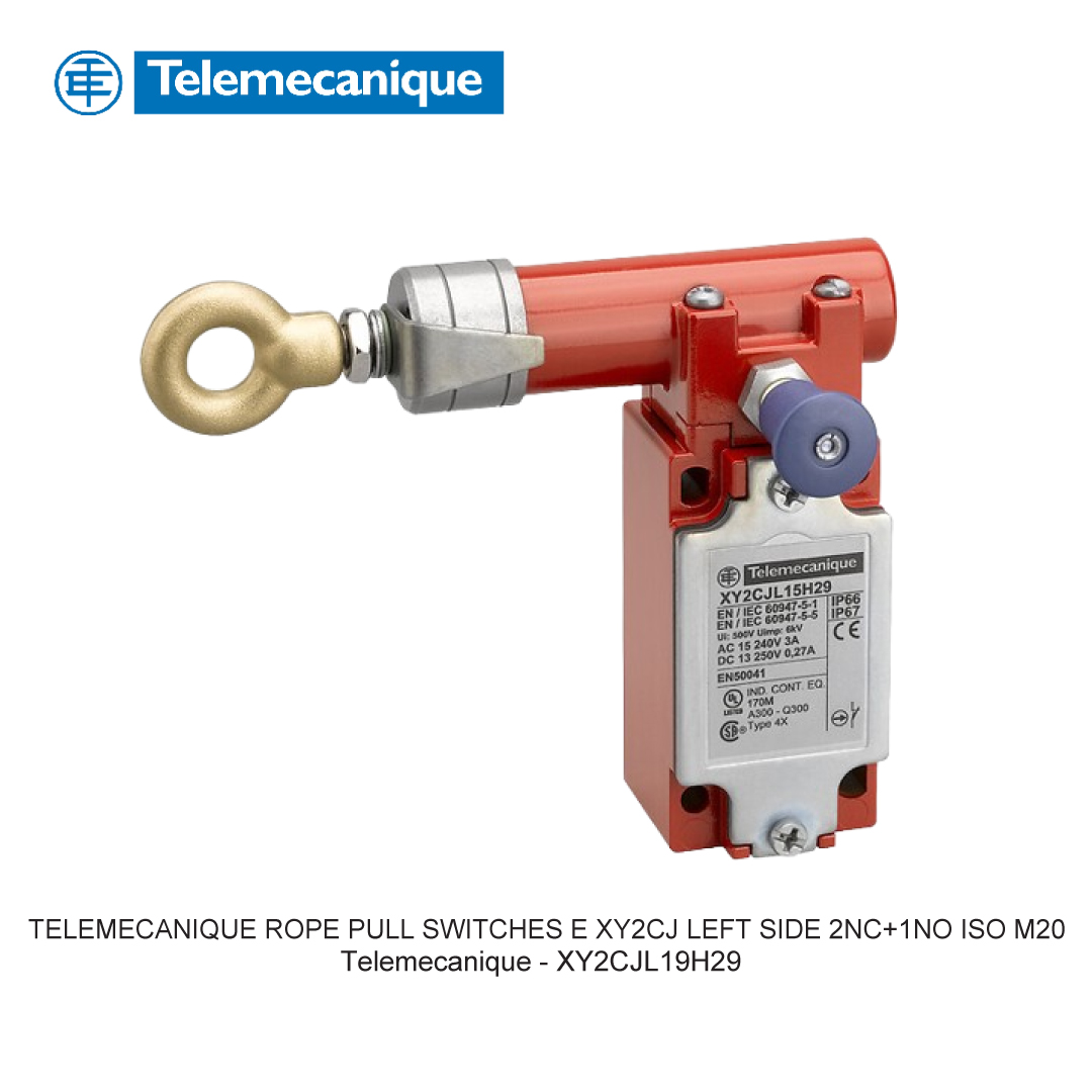 TELEMECANIQUE ROPE PULL SWITCHES E XY2CJ LEFT SIDE 2NC+1NO ISO M20
