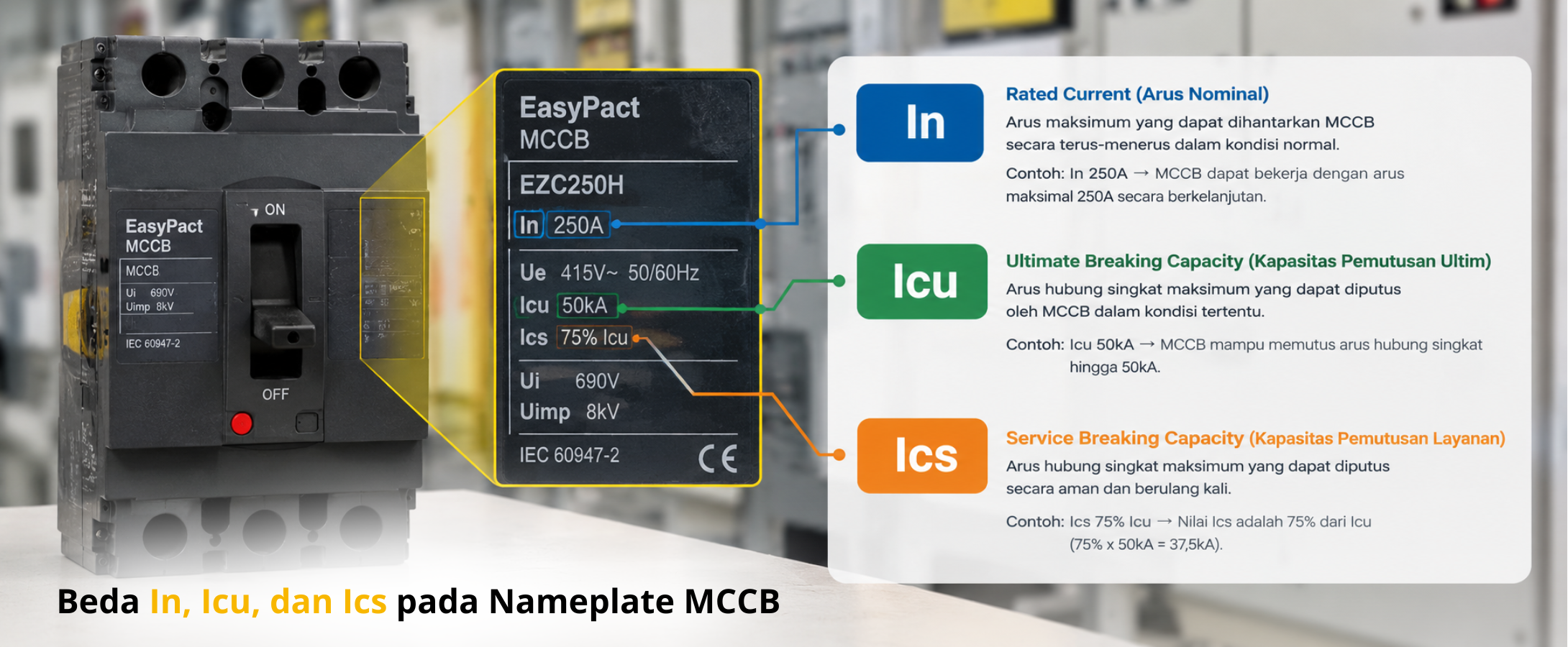 Beda In, Icu, dan Ics pada Nameplate MCCB