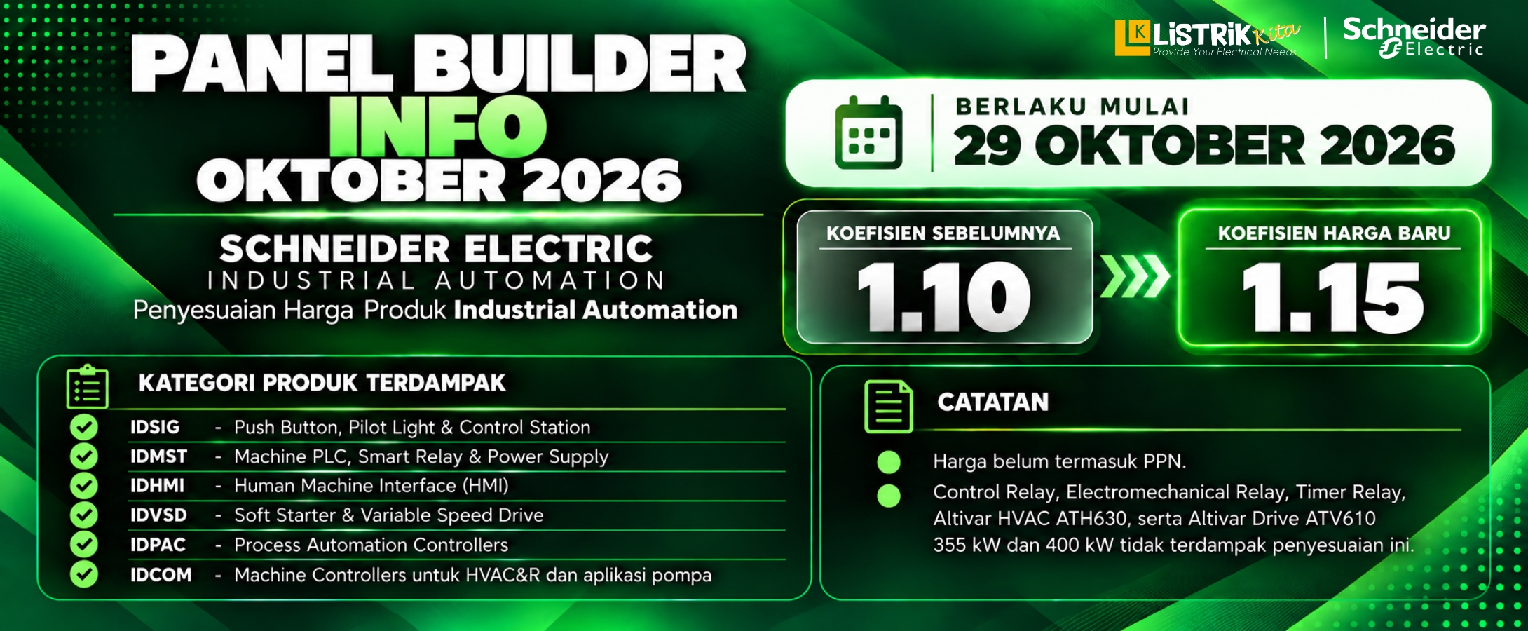 Schneider Electric Industrial Automation Price Adjustment Effective October 29, 2026