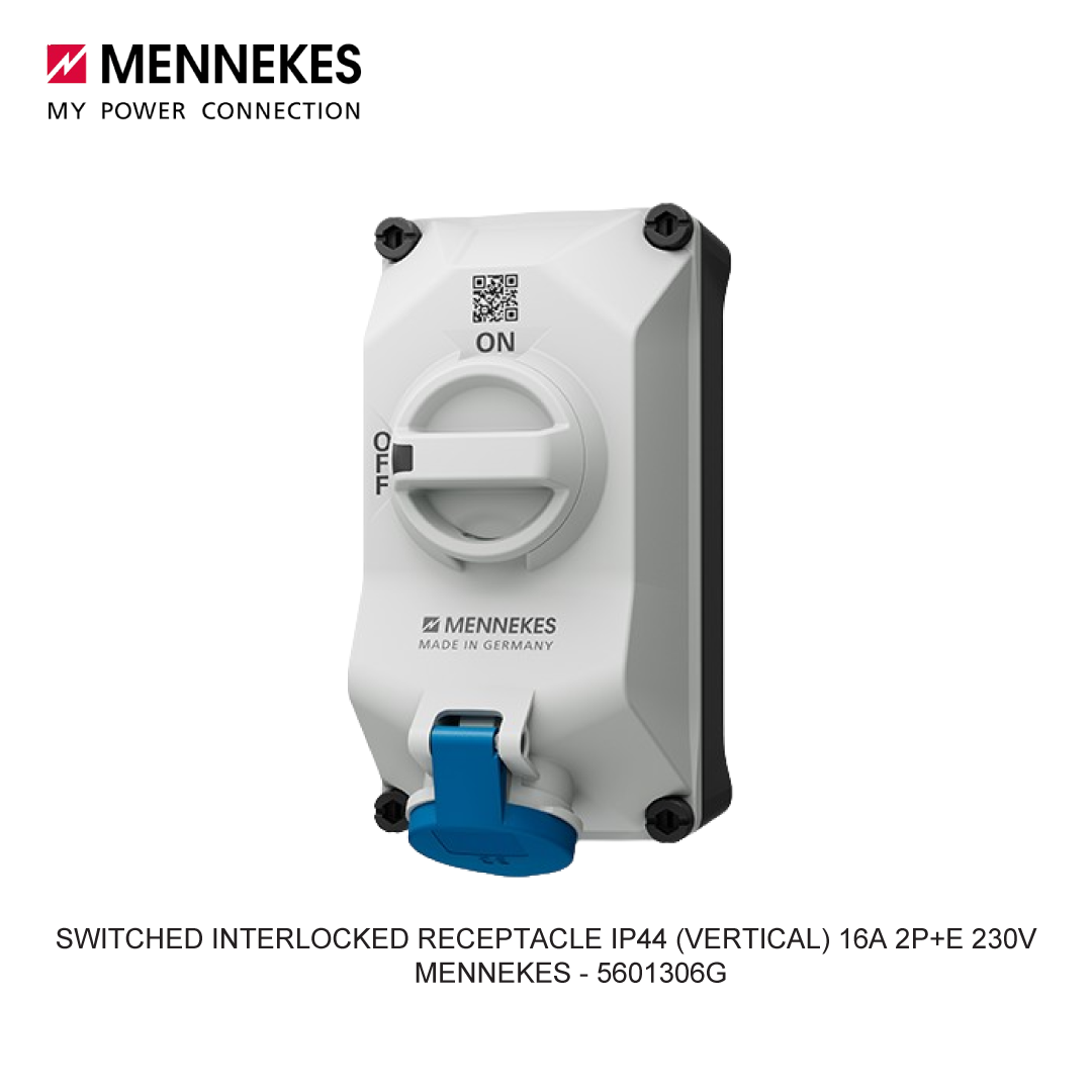 SWITCHED INTERLOCKED RECEPTACLE IP44 (VERTICAL) 16A 2P+E 230V