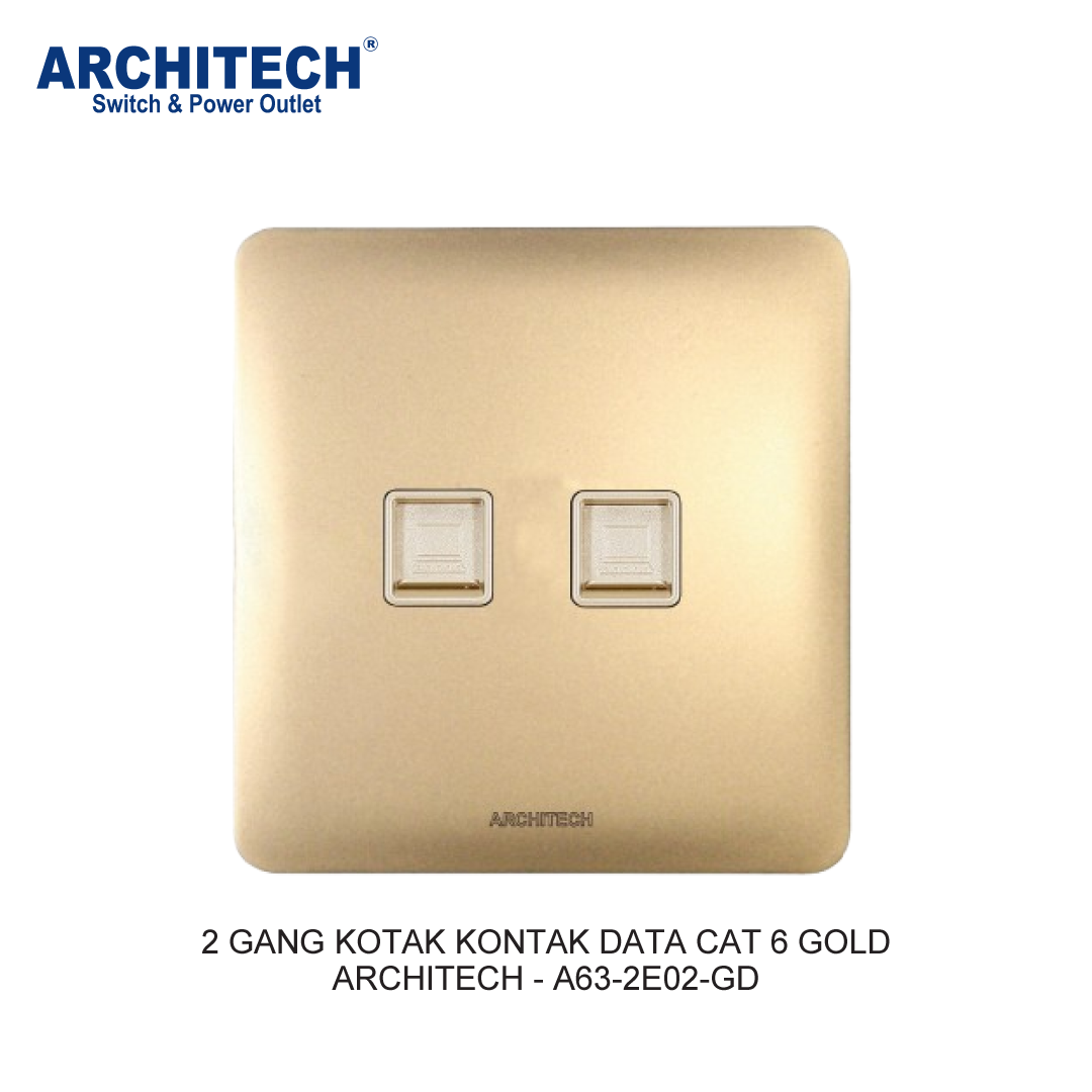 2 GANG KOTAK KONTAK DATA CAT 6 GOLD