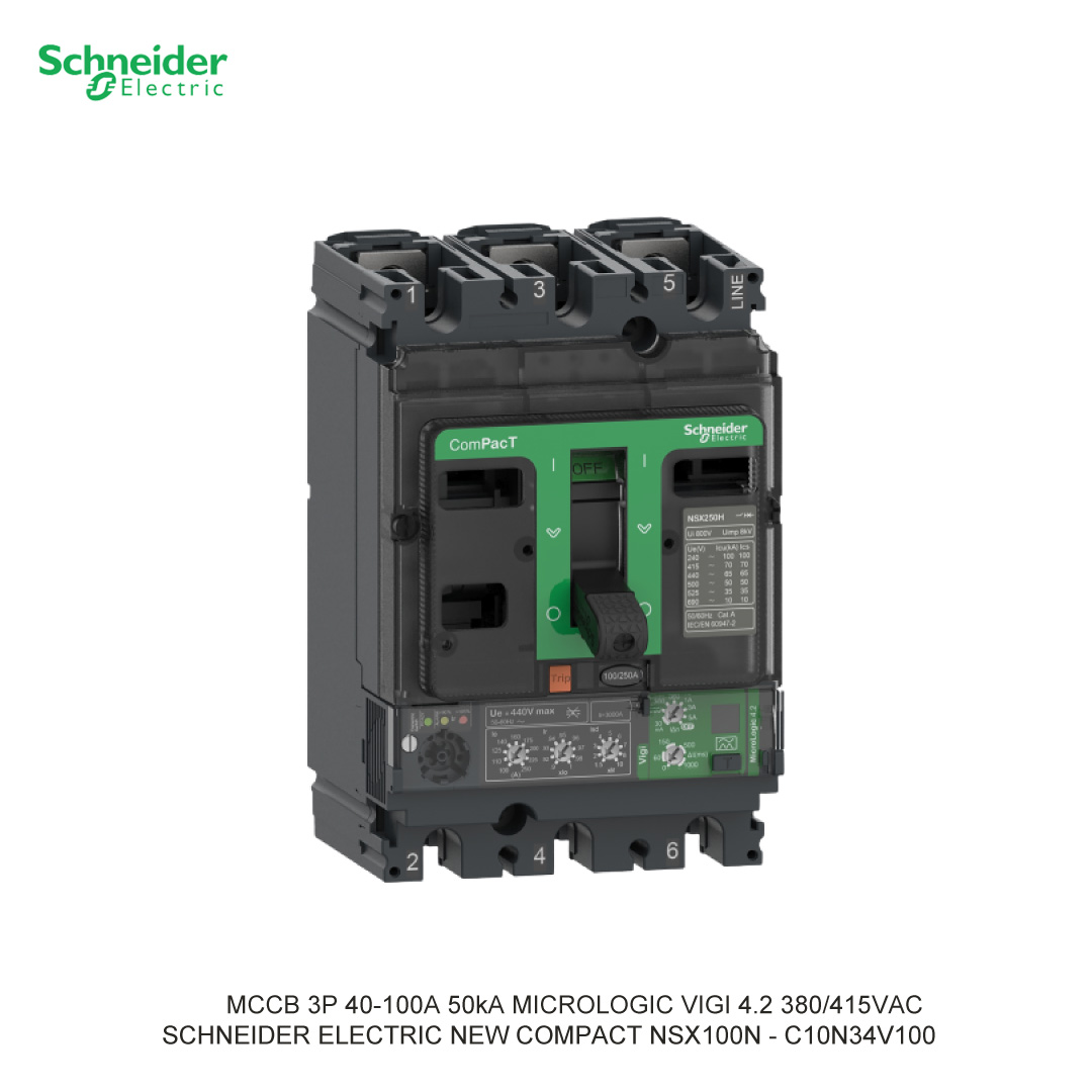 MCCB 3P 40-100A 50KA MICROLOGIC VIGI 4.2 380/415VAC
