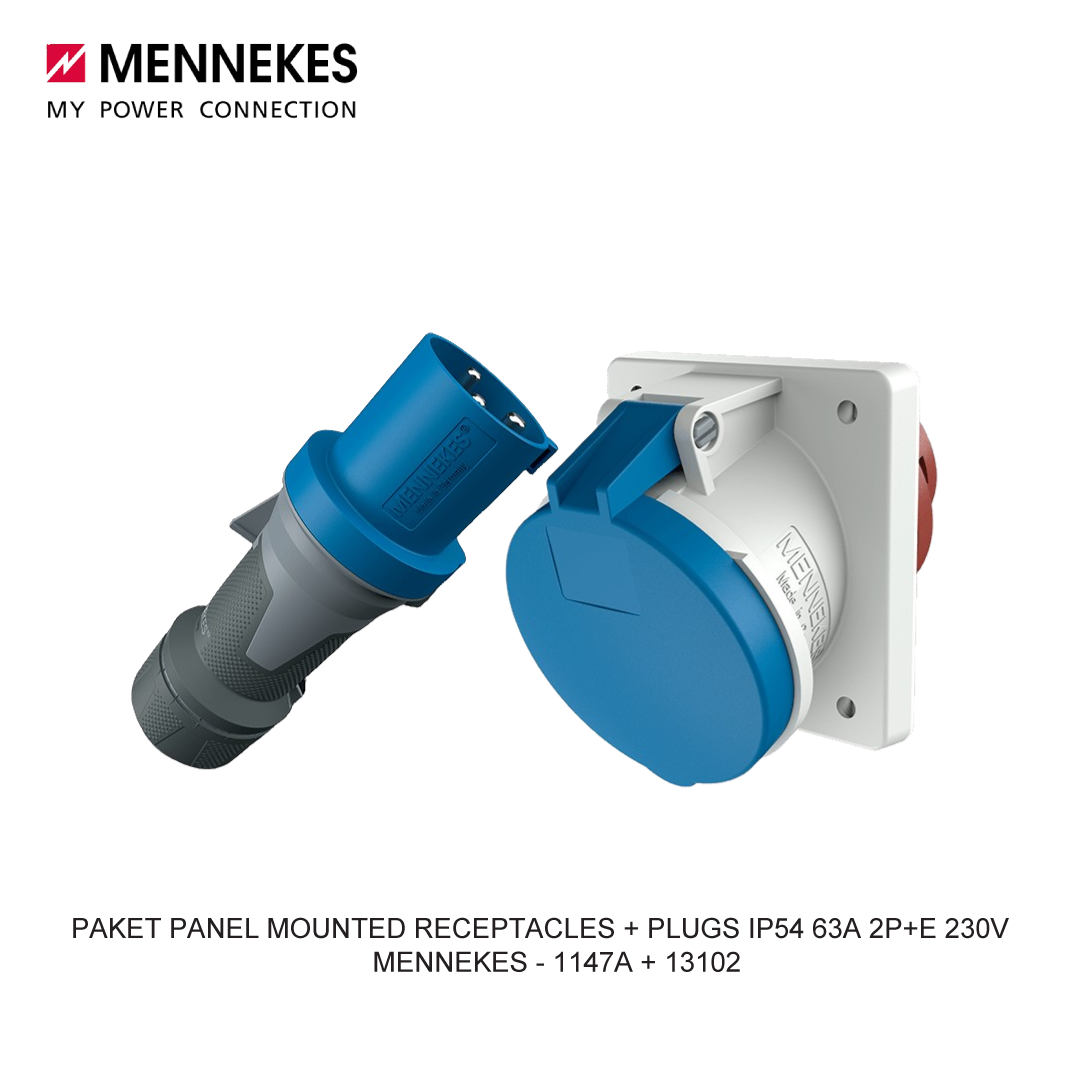 PAKET PANEL MOUNTED RECEPTACLES + PLUGS IP54 63A 2P+E 230V