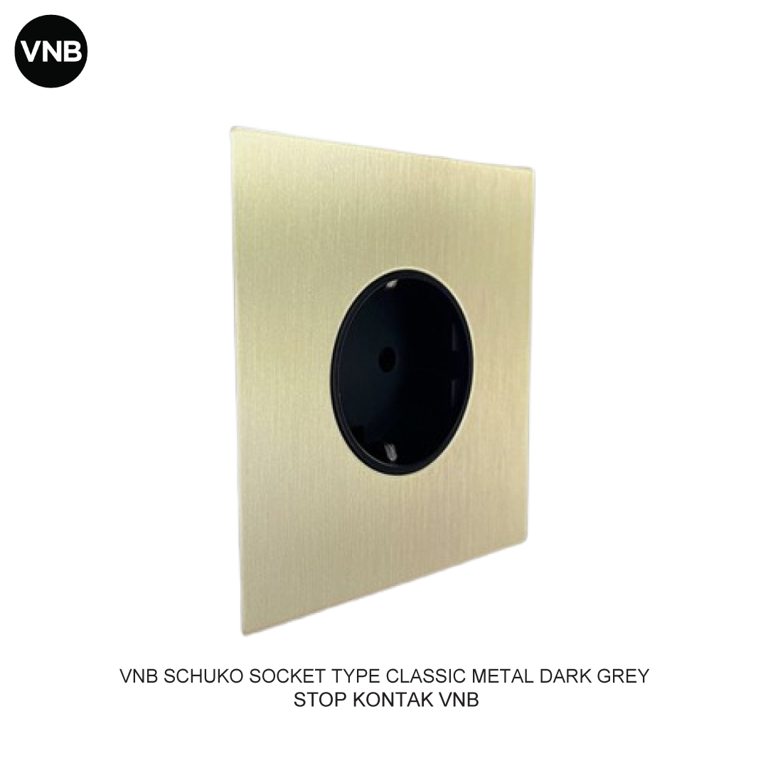 VNB STOP KONTAK SCHUKO TYPE CLASSIC METAL DARK GREY