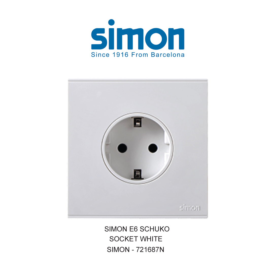 SIMON E6 STOP KONTAK SCHUKO PUTIH