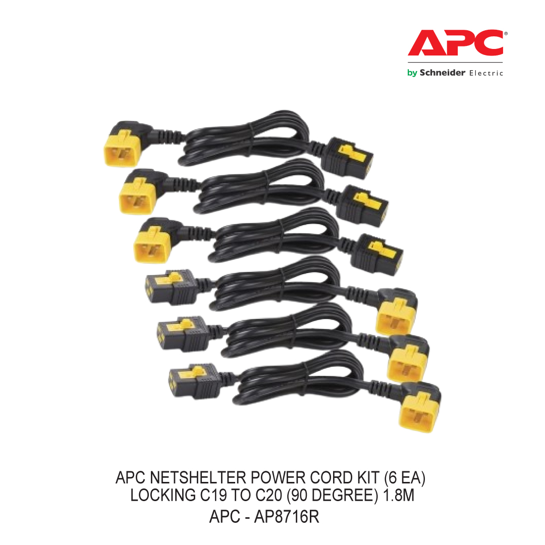 APC NETSHELTER POWER CORD KIT (6 EA) LOCKING C19 TO C20 (90 DEGREE) 1.8M