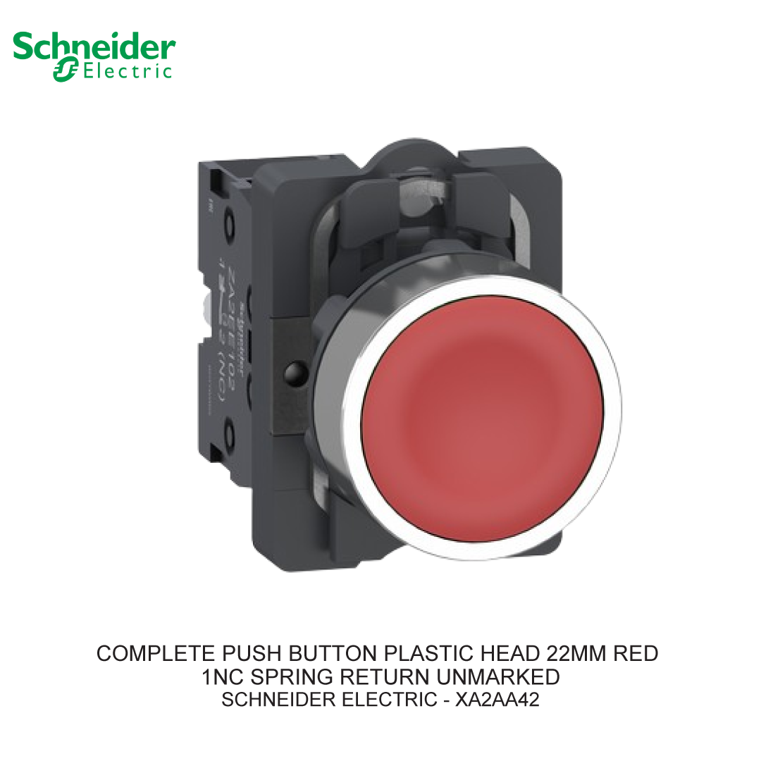 COMPLETE PUSH BUTTON PLASTIC HEAD 22MM RED 1NC SPRING RETURN UNMARKED