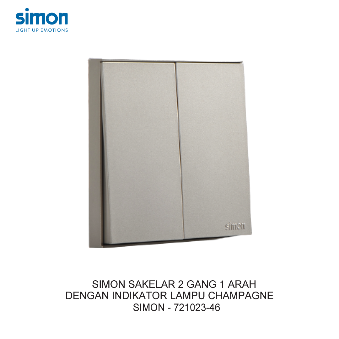 SIMON E6 2 GANG 1 WAY SWITCH WITH LED INDICATOR CHAMPAGNE