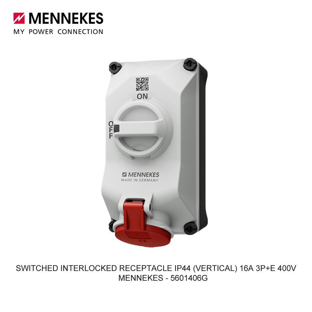 SWITCHED INTERLOCKED RECEPTACLE IP44 (VERTICAL) 16A 3P+E 400V