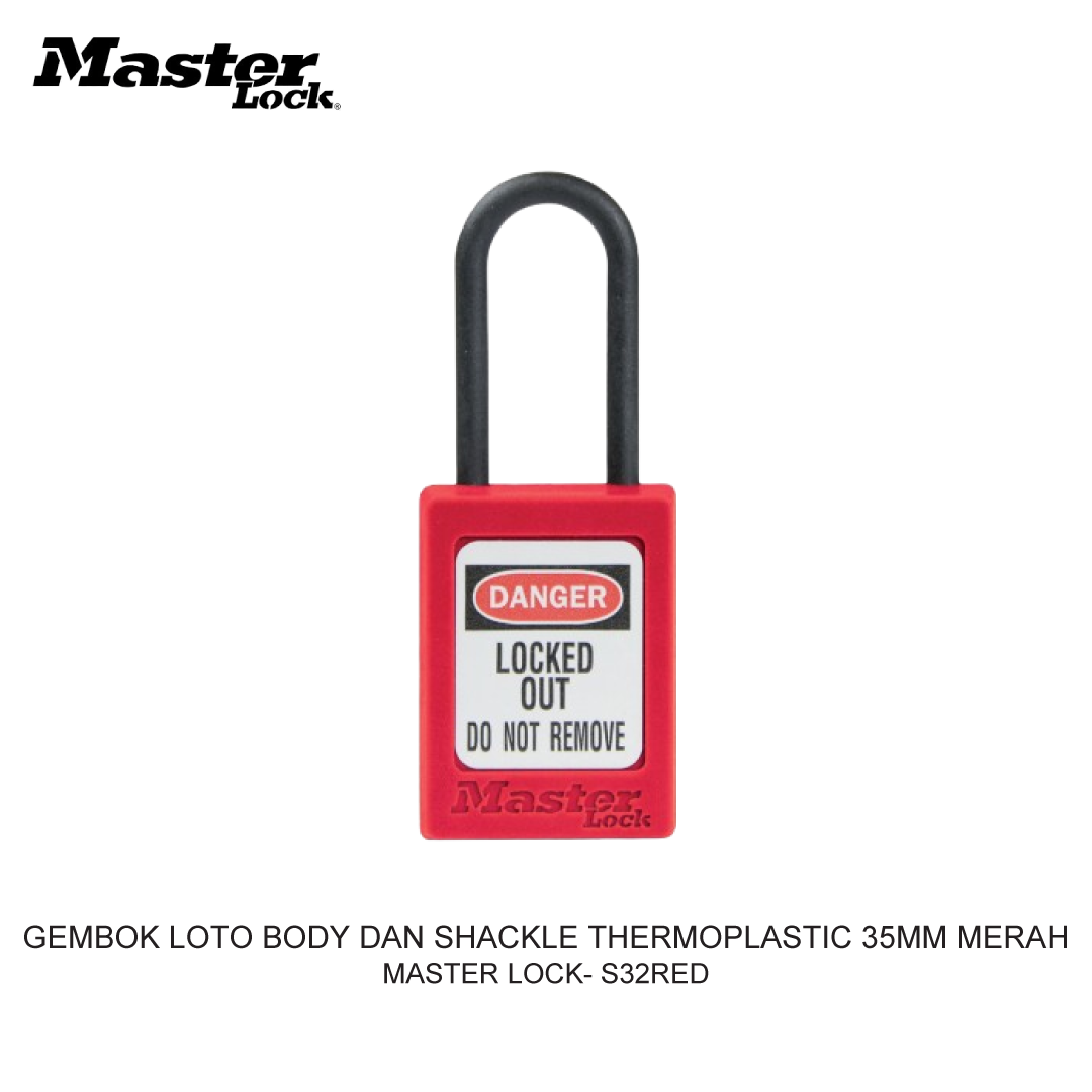 GEMBOK LOTO BODY DAN SHACKLE THERMOPLASTIC 35MM MERAH