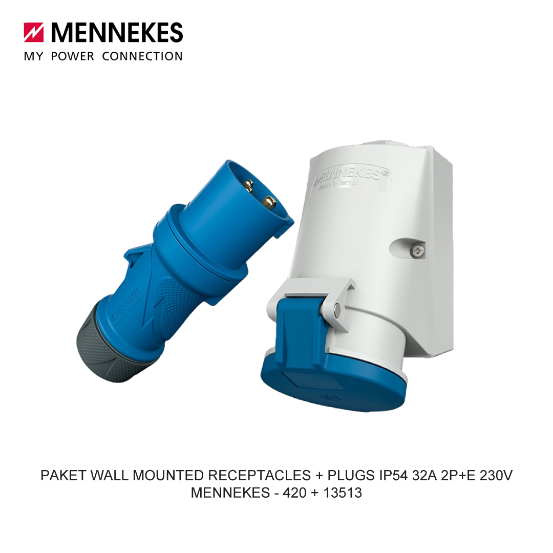 PAKET WALL MOUNTED RECEPTACLES + PLUGS IP54 32A 2P+E 230V