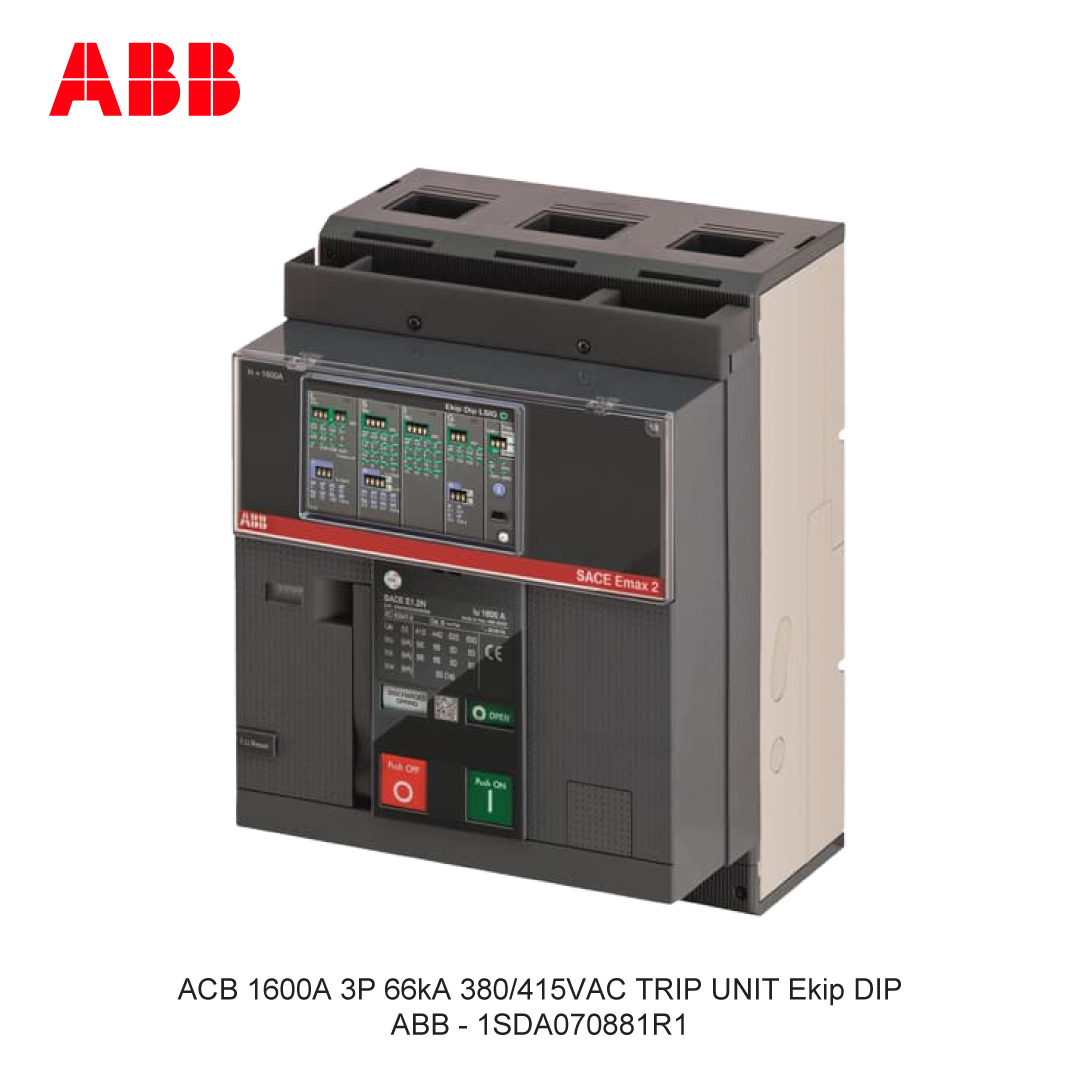 ACB 1600A 3P 66kA 380/415VAC TRIP UNIT Ekip DIP ABB