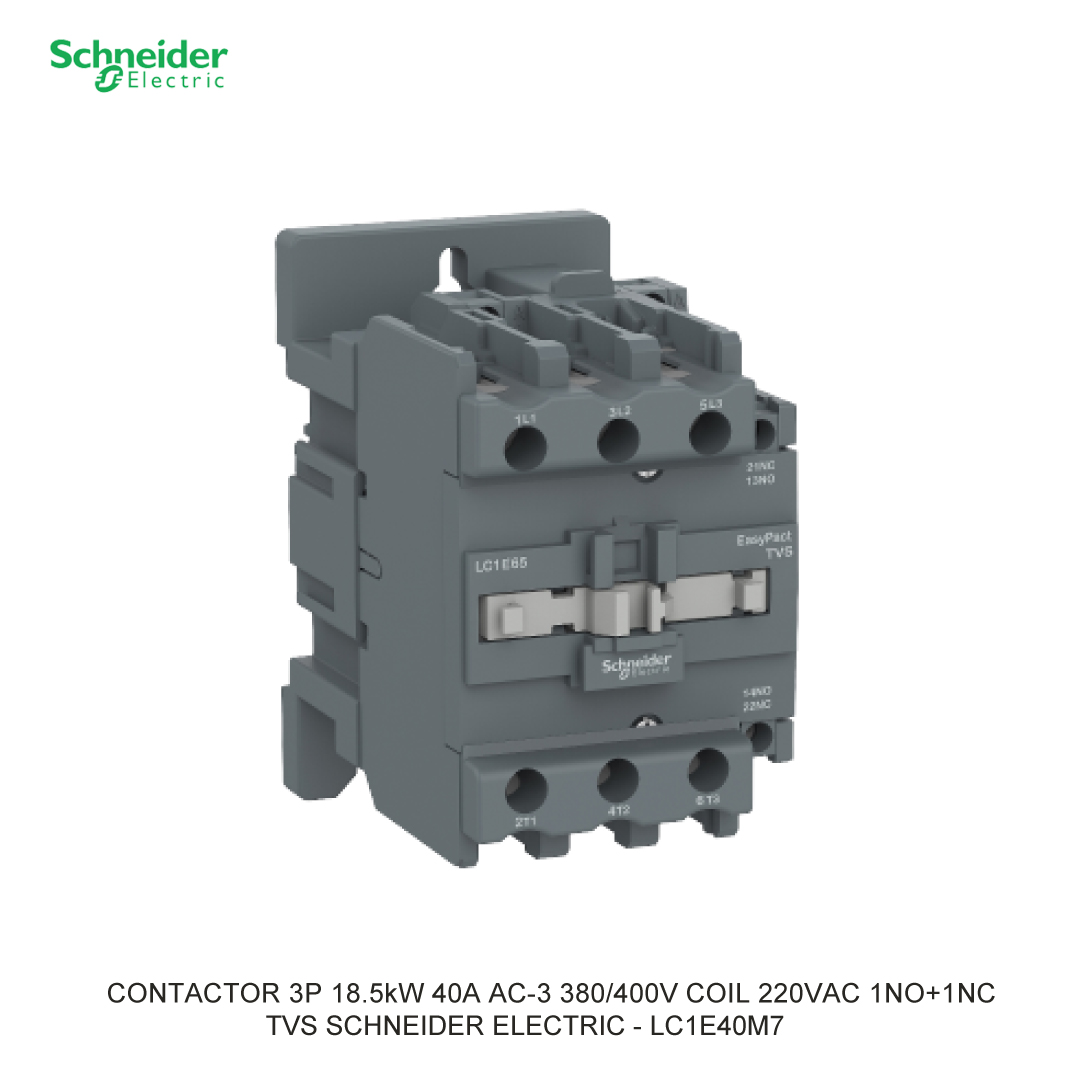 CONTACTOR 3P 18.5kW 40A AC-3 380/400V COIL 220VAC 1NO+1NC