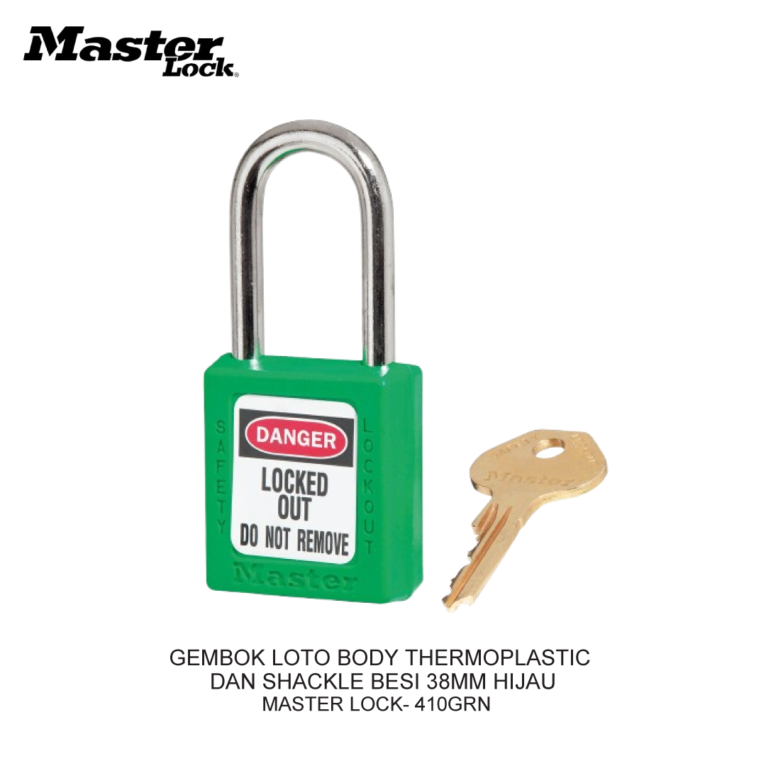 GEMBOK LOTO BODY THERMOPLASTIC DAN SHACKLE BESI 38MM HIJAU
