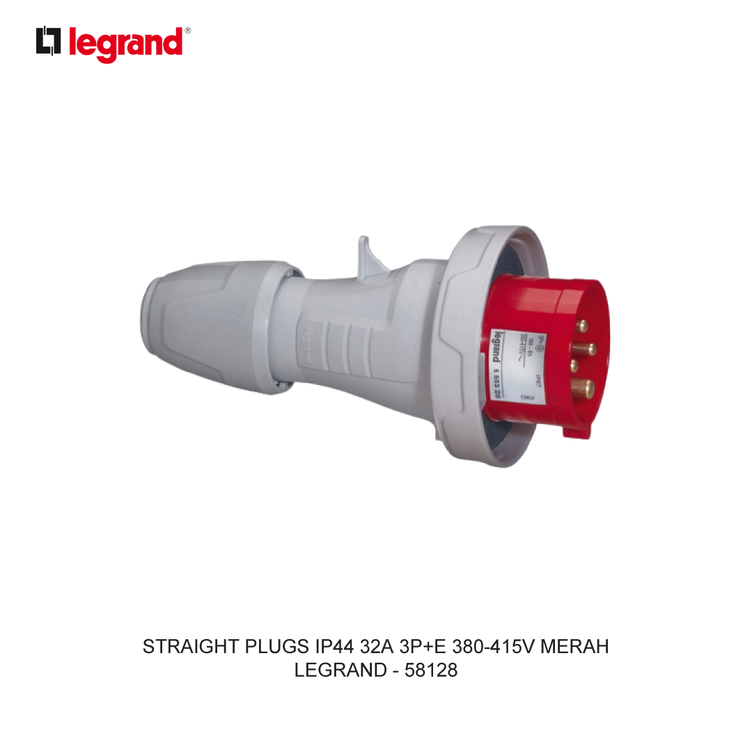 STRAIGHT PLUGS IP44 32A 3P+E 380-415V MERAH