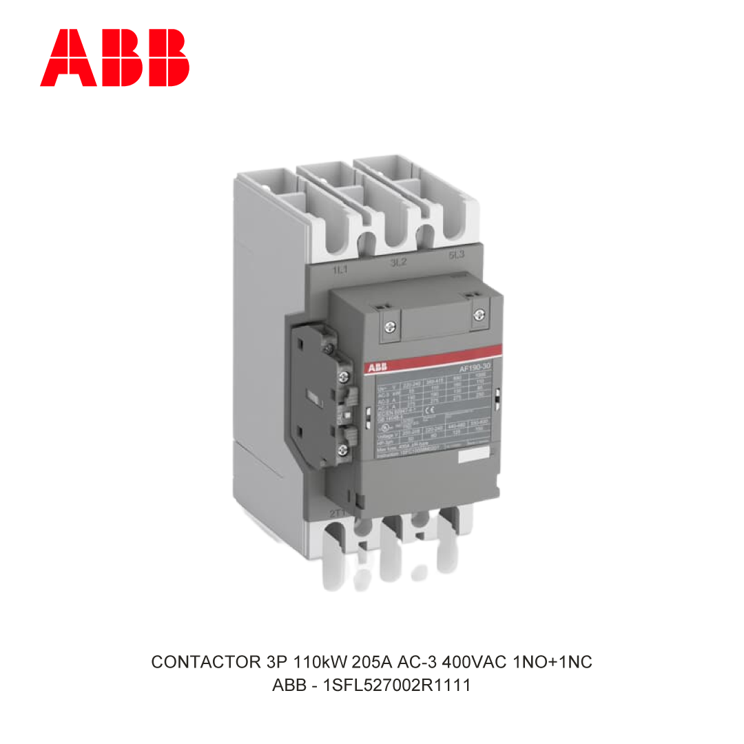 CONTACTOR 3P 110kW 205A AC-3 24-60VAC 20-60VDC 400V COIL 1NO+1NC