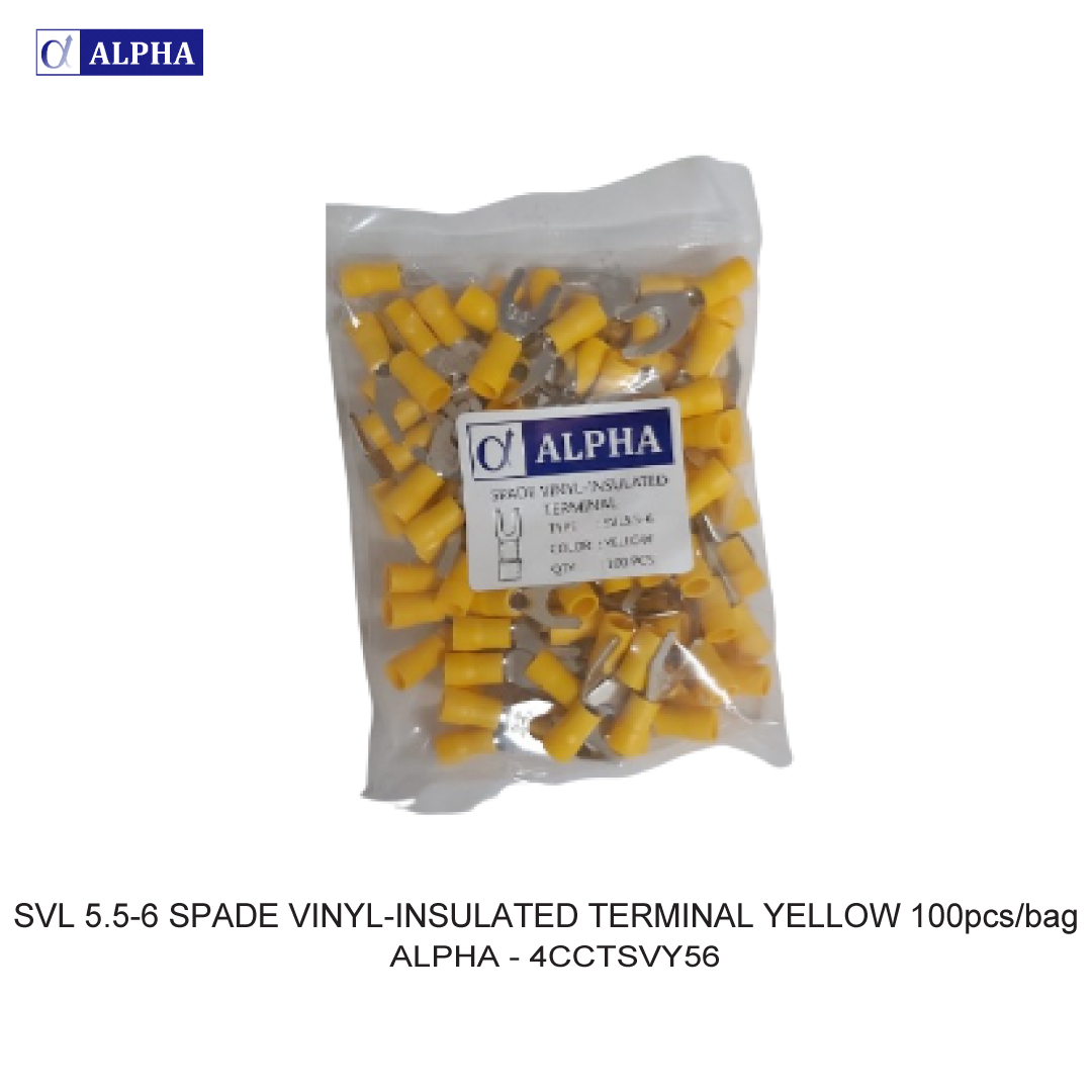 SVL 5.5-6 SPADE VINYL-INSULATED TERMINAL YELLOW 100pcs/bag