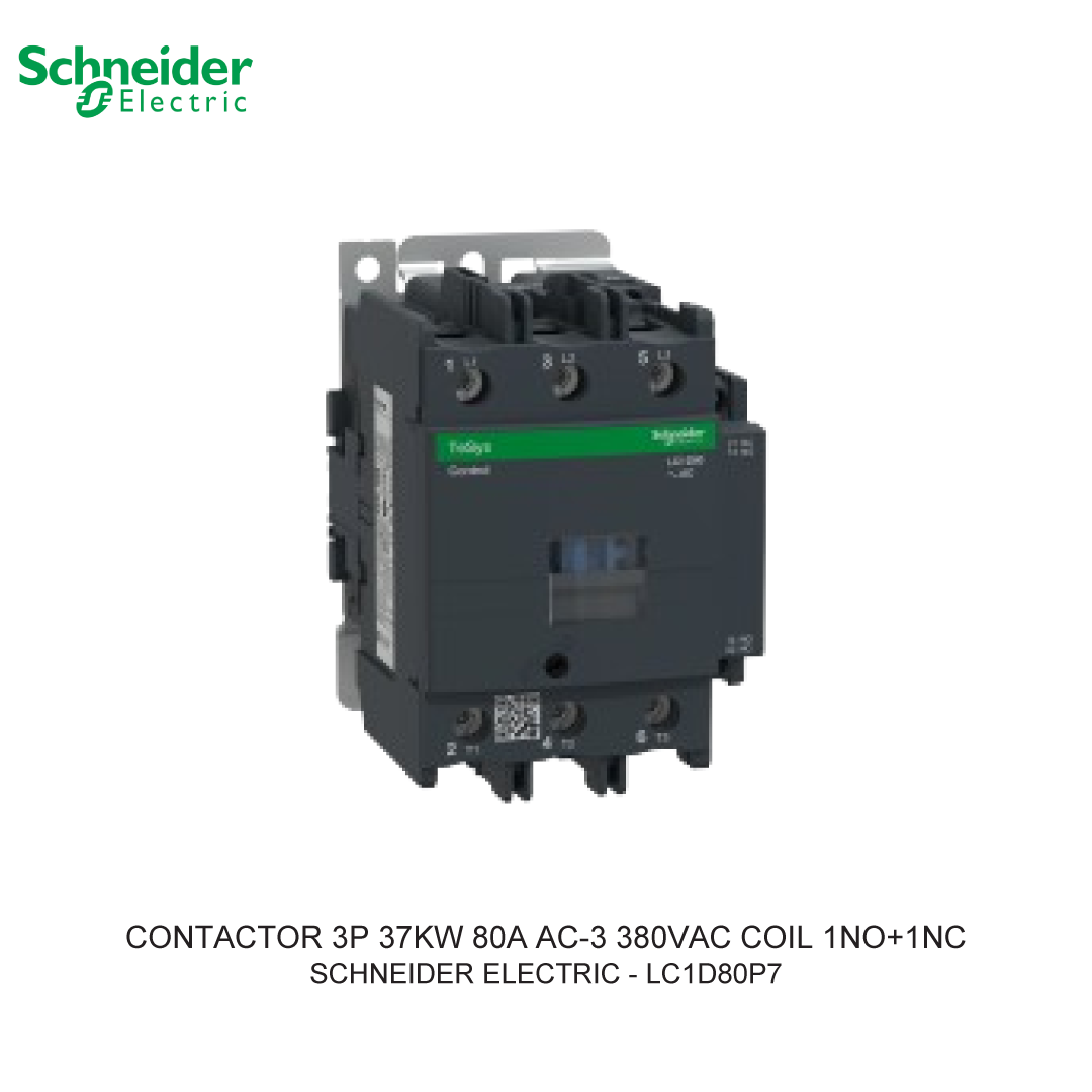 CONTACTOR 3P 37KW 80A AC-3 380VAC COIL 1NO+1NC