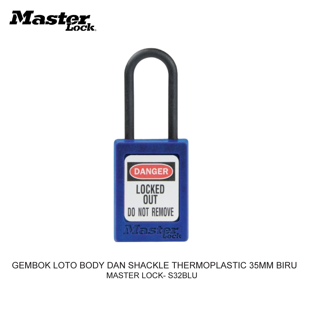 GEMBOK LOTO BODY DAN SHACKLE THERMOPLASTIC 35MM BIRU